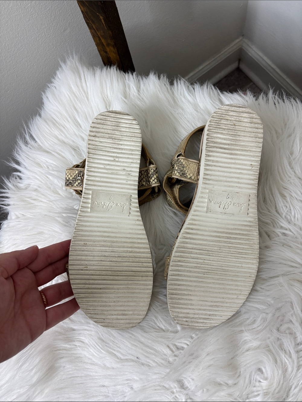 Sam Edelman Beige Snake-Print Leather Strap Sandals Size 7 - Picture 3 of 3